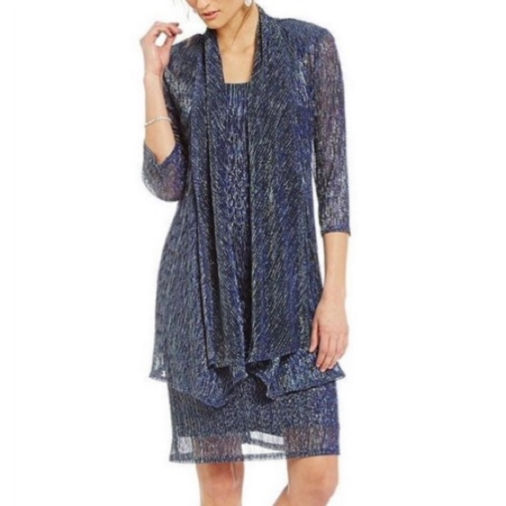 Two Piece Blue/Silver Shimmer R&M Richards Dress.